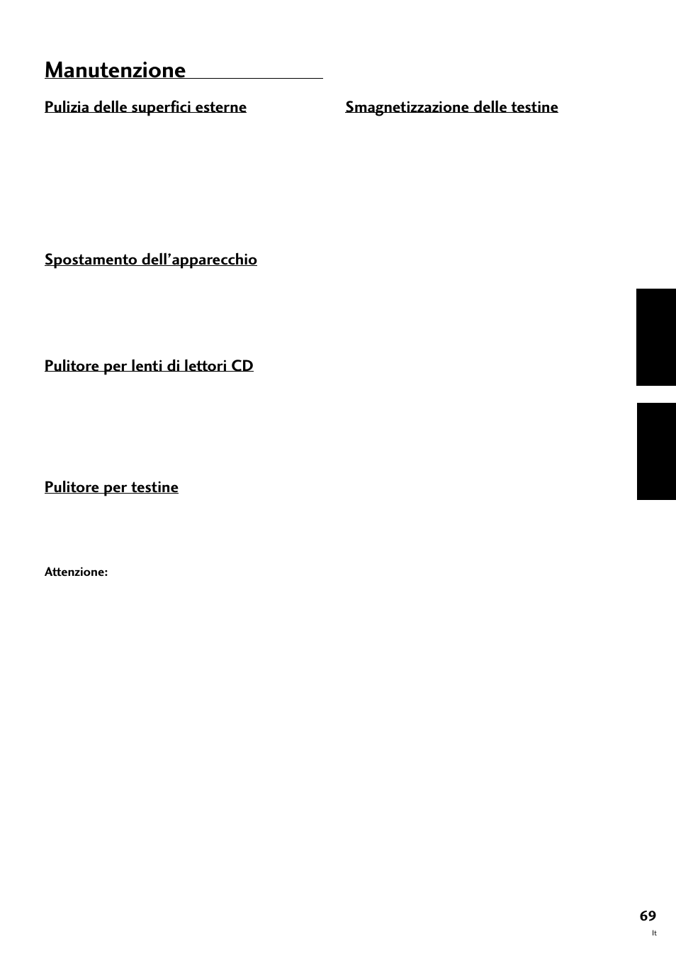 Manutenzione, Deutsch italiano | Pioneer S-L8-LRW User Manual | Page 139 / 142