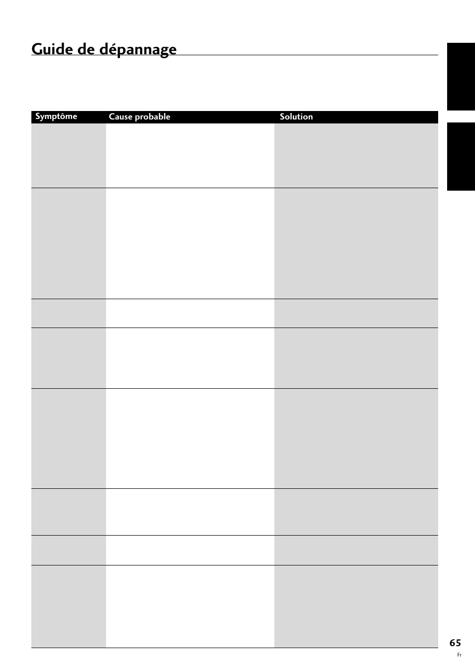 Guide de dépannage, English français | Pioneer S-L8-LRW User Manual | Page 65 / 142