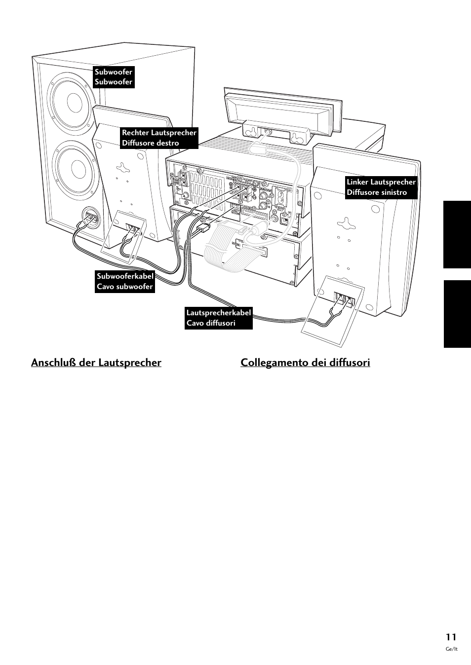 Deutsch italiano, Anschluß der lautsprecher, Collegamento dei diffusori | Pioneer S-L8-LRW User Manual | Page 81 / 142