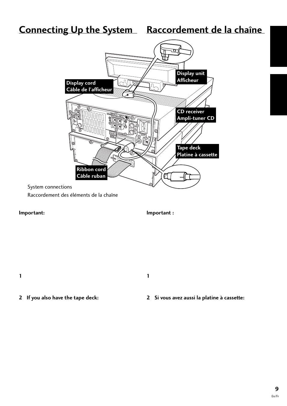 Connecting up the system, Raccordement de la chaîne, English français | Pioneer S-L8-LRW User Manual | Page 9 / 142