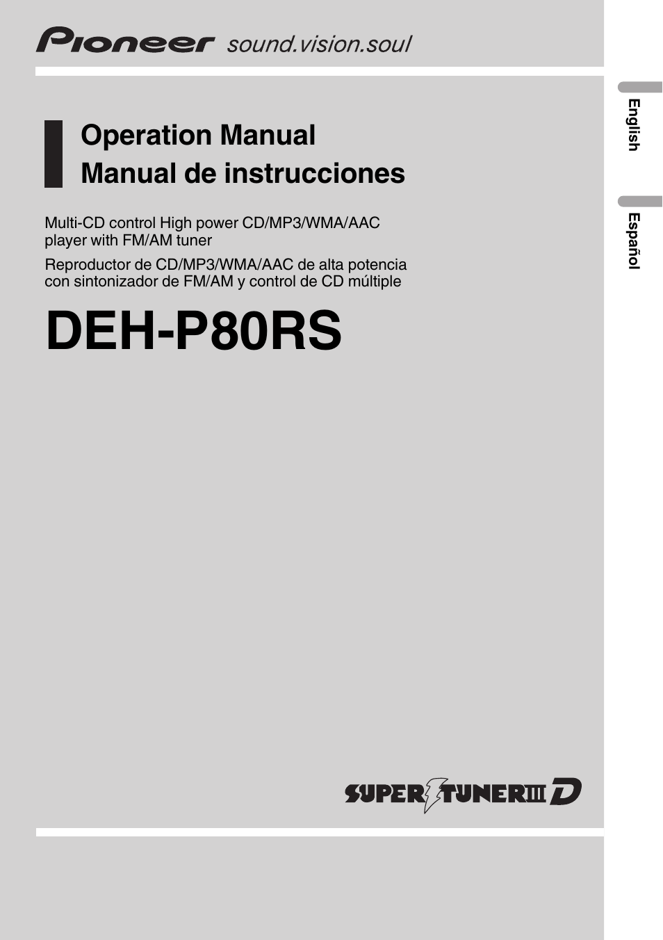 Pioneer Super Tuner III D DEH-P80RS User Manual | 165 pages