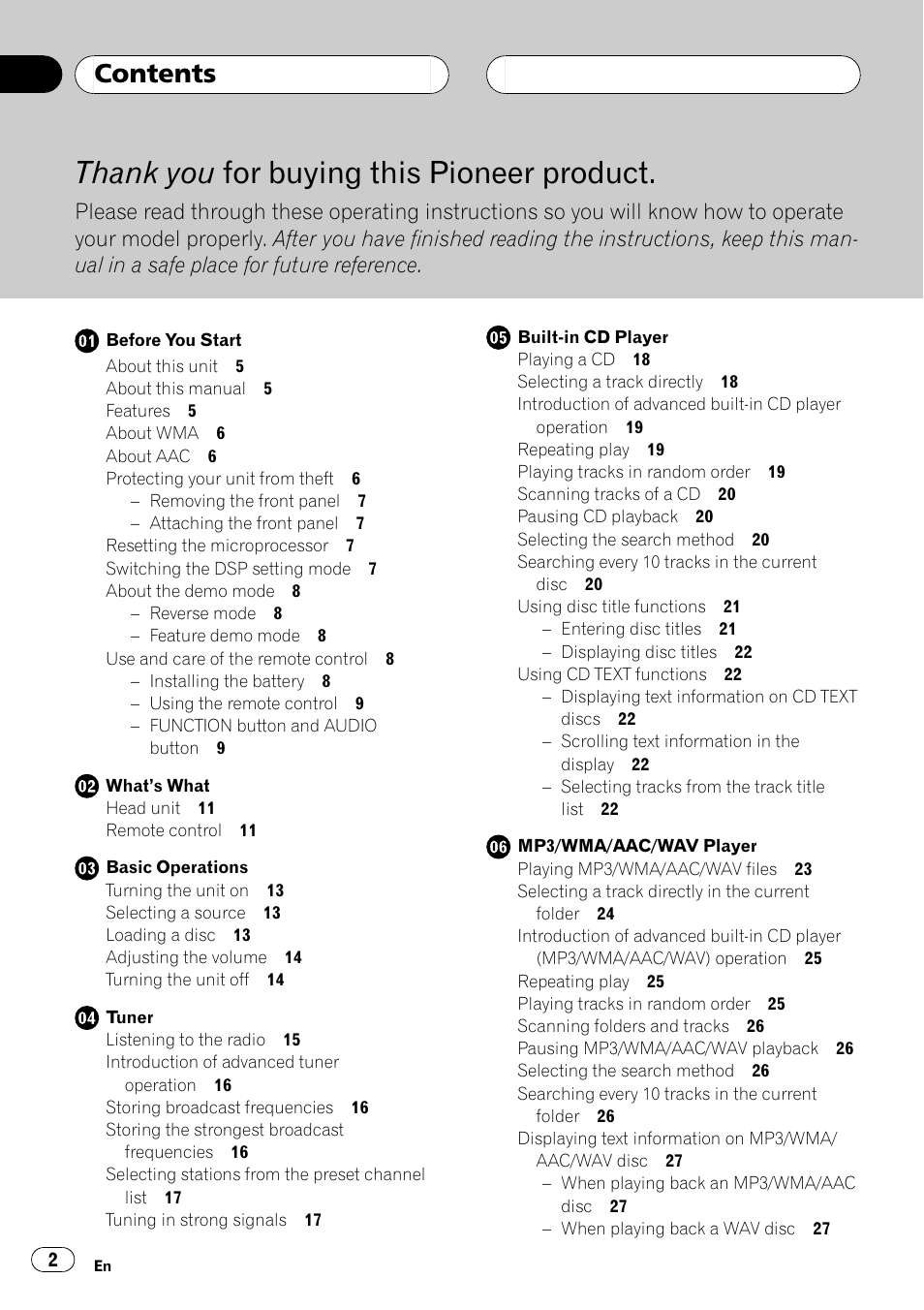 Pioneer Super Tuner III D DEH-P80RS User Manual | Page 2 / 165