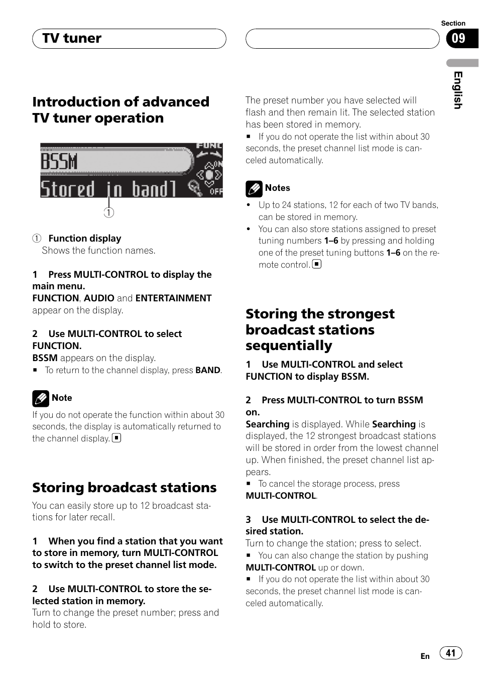 Introduction of advanced tv tuner, Operation, Storing broadcast stations | Storing the strongest broadcast stations, Sequentially, Introduction of advanced tv tuner operation, Tv tuner | Pioneer Super Tuner III D DEH-P80RS User Manual | Page 41 / 165