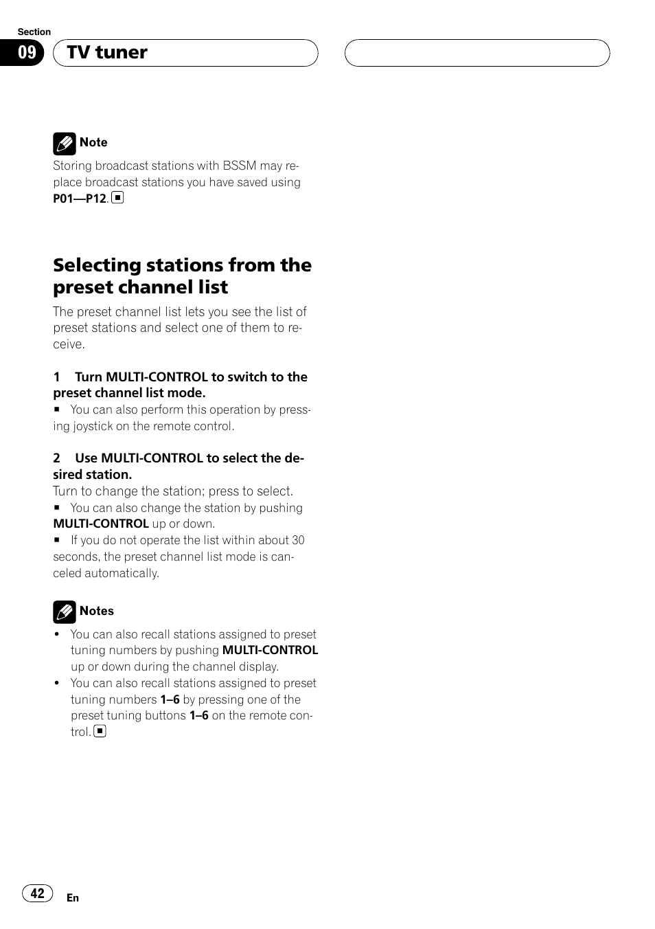 Selecting stations from the preset channel, List, Selecting stations from the preset channel list | Tv tuner | Pioneer Super Tuner III D DEH-P80RS User Manual | Page 42 / 165