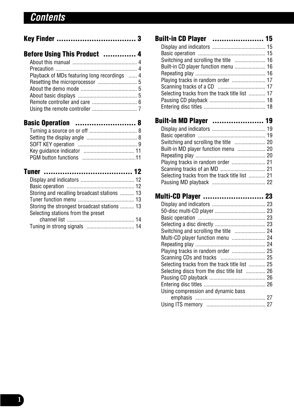 Pioneer MULTI-CD CONTROL DSP HIGH POWER CD/MD PLAYER WITH FM/AM TUNER FH-P8900MD User Manual | Page 2 / 60