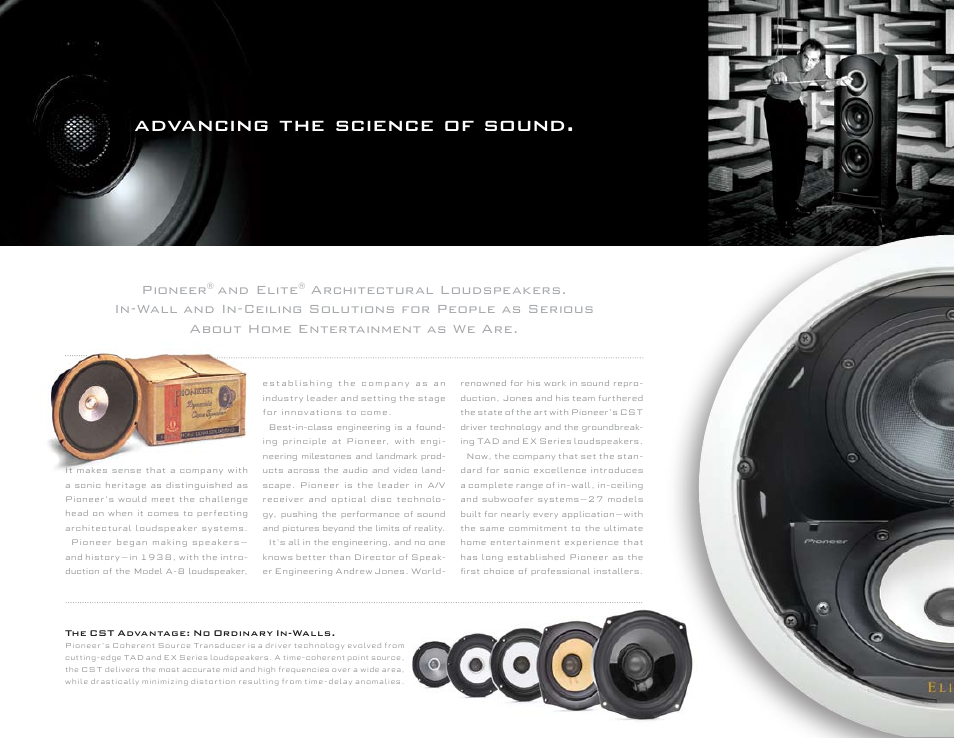 Advancing the science of sound, Advancing, Science | Sound | Pioneer S-IW631-LR User Manual | Page 2 / 8