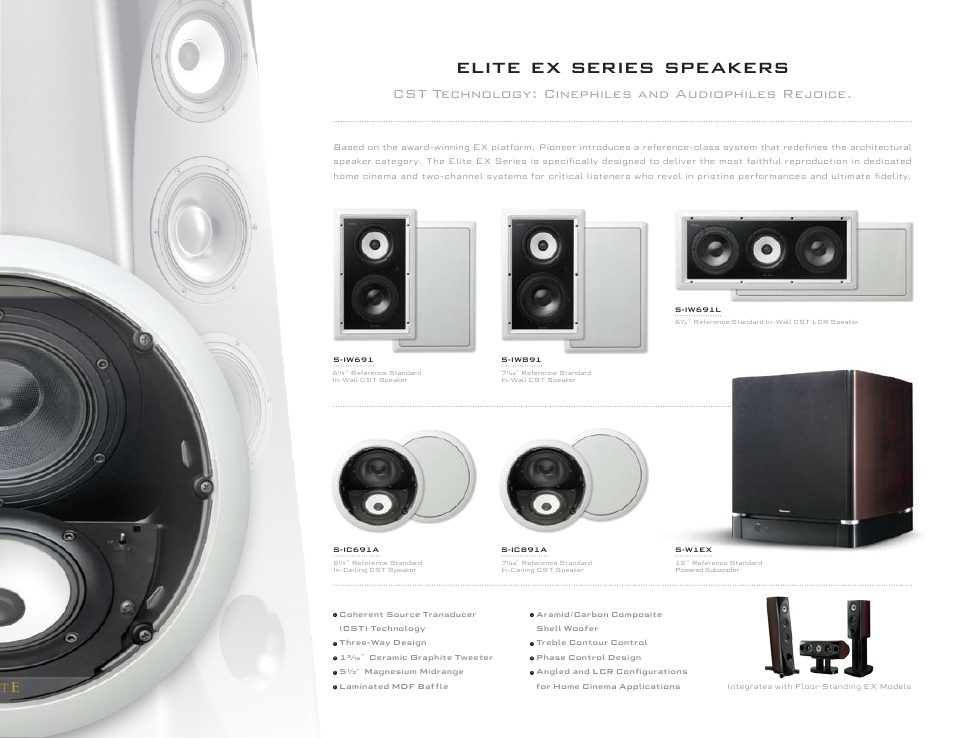 Elite ex series speakers, Elite, Series | Speakers, C s t t | Pioneer S-IW631-LR User Manual | Page 3 / 8