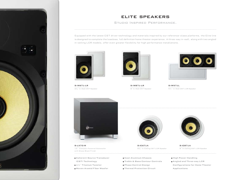Elite speakers, O o o, Elite | Speakers | Pioneer S-IW631-LR User Manual | Page 4 / 8