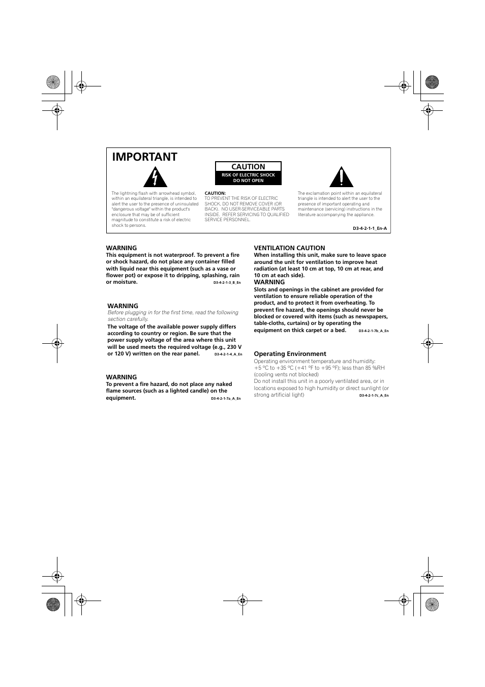 Important, Caution | Pioneer S-DV777T User Manual | Page 2 / 102