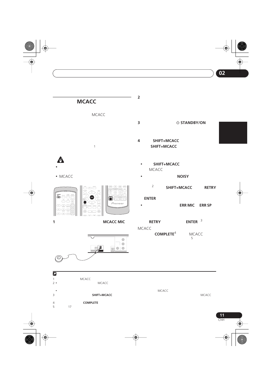Mcacc, Nederlands italiano español, Mcacc mic | Standby/on, Shift+mcacc, Noisy, Retry, Enter, Err mic, Err sp | Pioneer S-DV777T User Manual | Page 61 / 102
