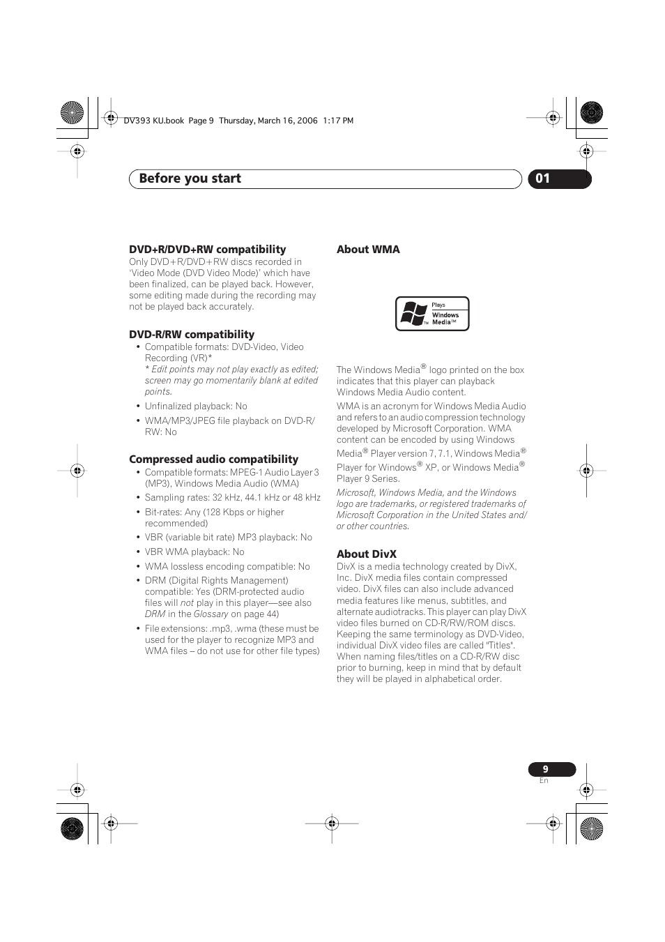 Before you start 01 | Pioneer DV-490V-S User Manual | Page 9 / 48