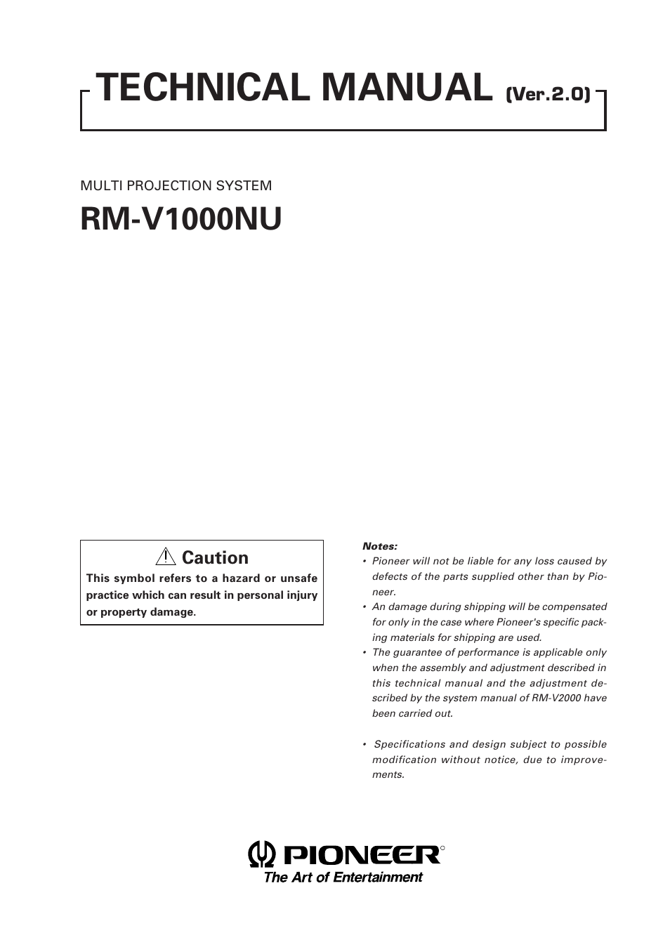 Pioneer Multi Projection System RM-V1000NU User Manual | 159 pages