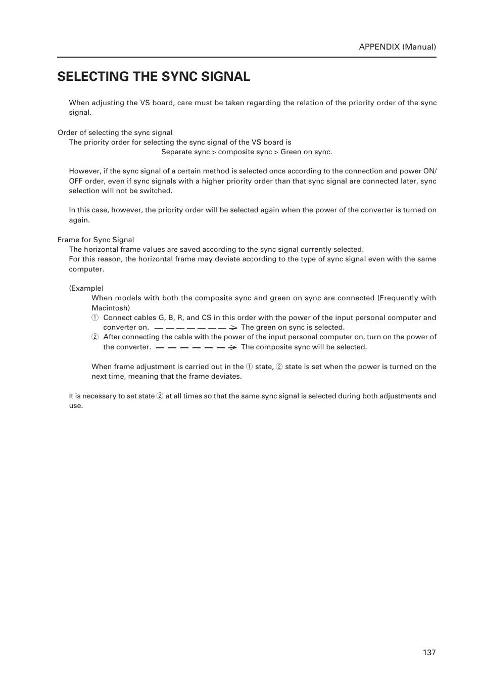 Selecting the sync signal | Pioneer Multi Projection System RM-V1000NU User Manual | Page 138 / 159