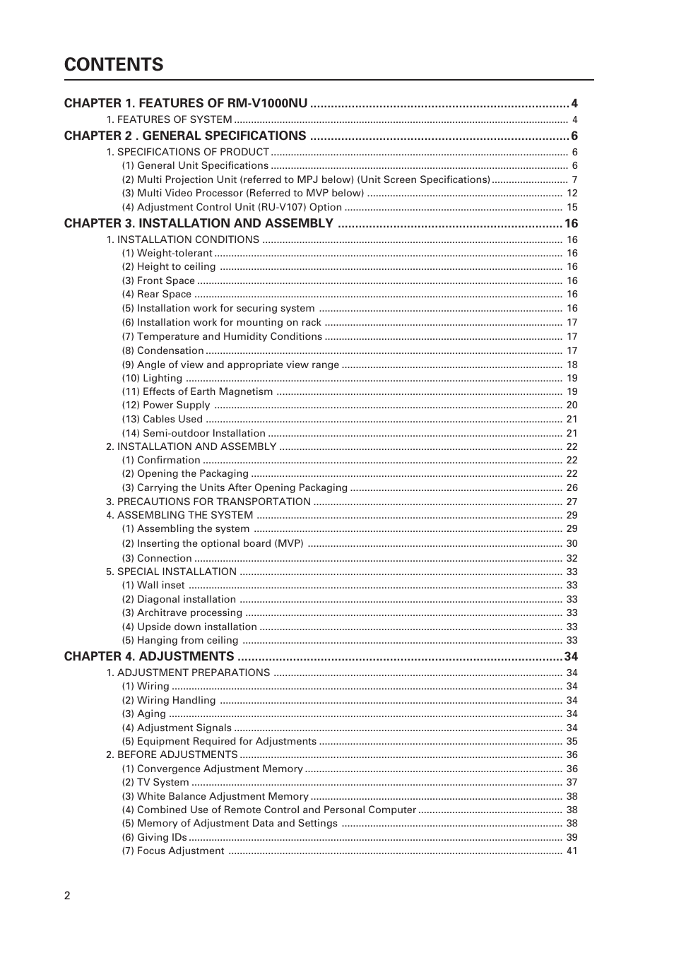 Pioneer Multi Projection System RM-V1000NU User Manual | Page 3 / 159