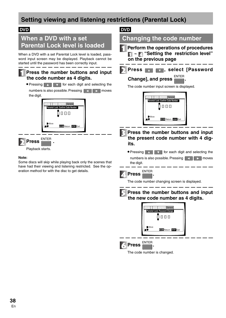 Changing the code number, Press | Pioneer DVD-V7300D User Manual | Page 38 / 96