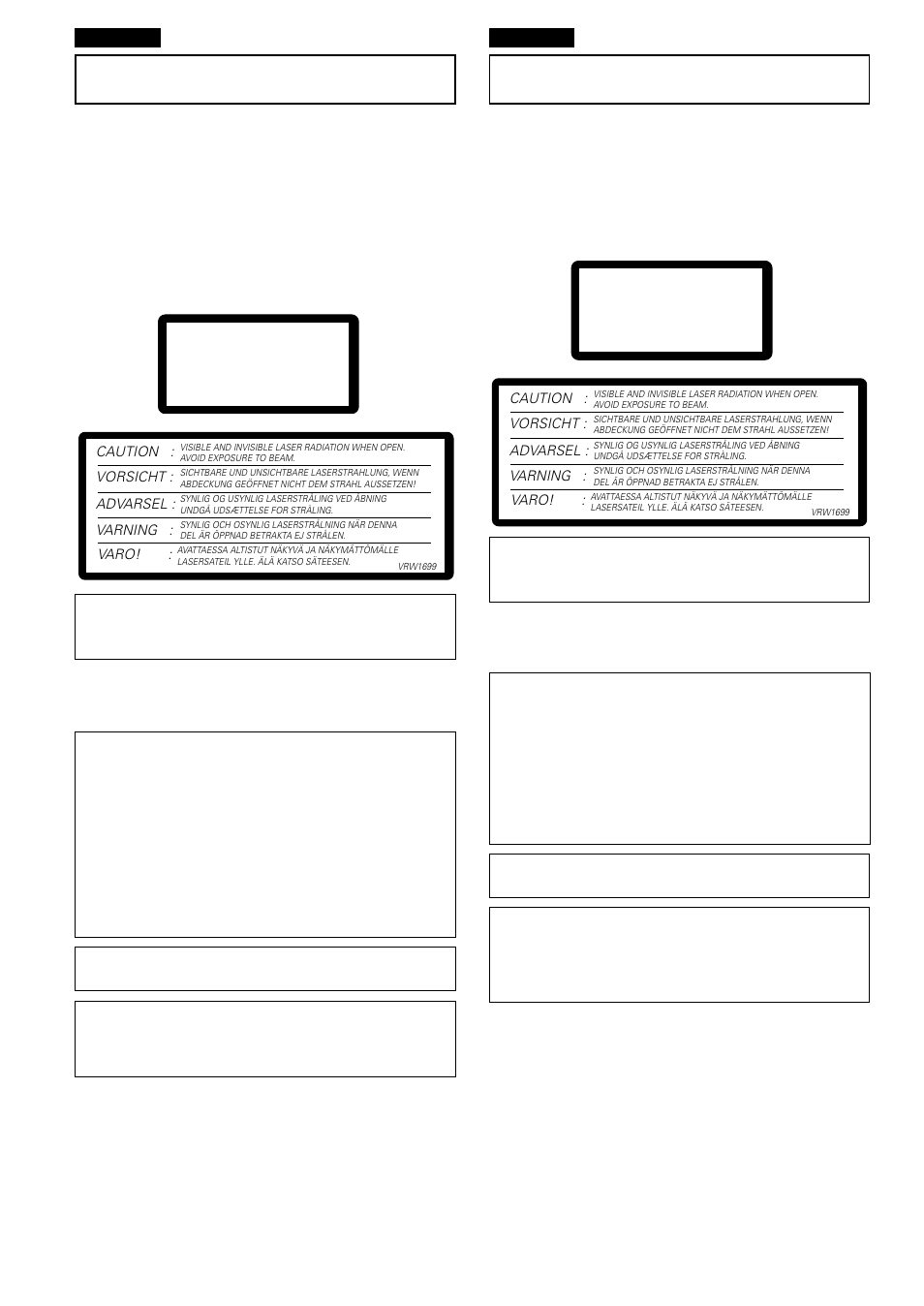 Wichtig, Importante, Class 1 laser product | Vorsicht, Precauzione | Pioneer DVD-V7300D User Manual | Page 4 / 96