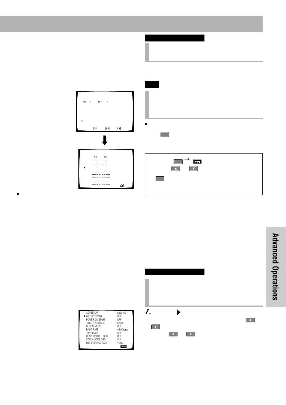 Advanced operations, Setting to turn on player power only, Video cd | B: press or to select 005 and press | Pioneer DVD-V7300D User Manual | Page 53 / 96