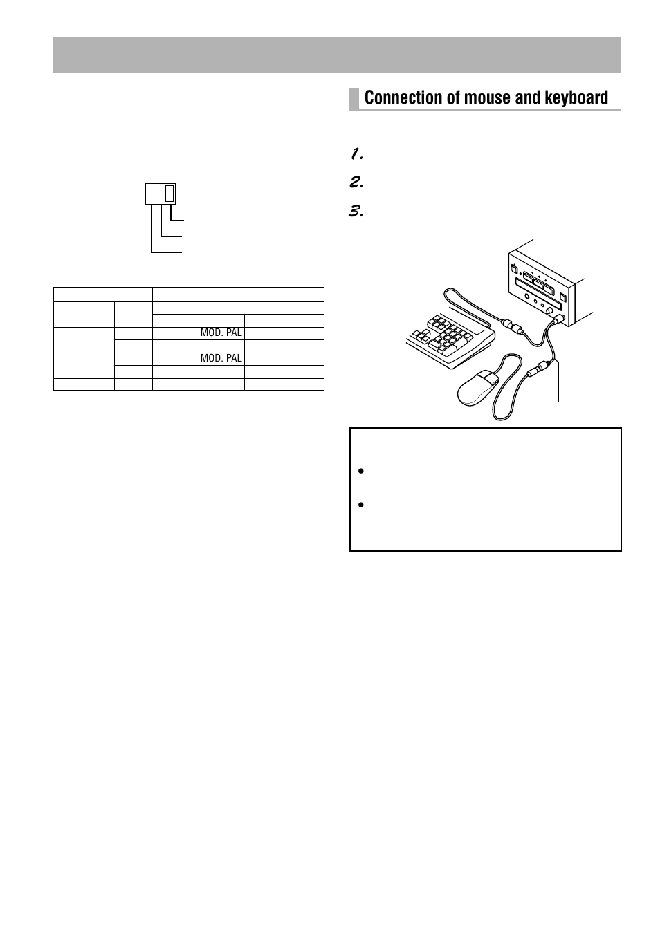Connecting the player, Connection of mouse and keyboard | Pioneer DVD-V7300D User Manual | Page 84 / 96