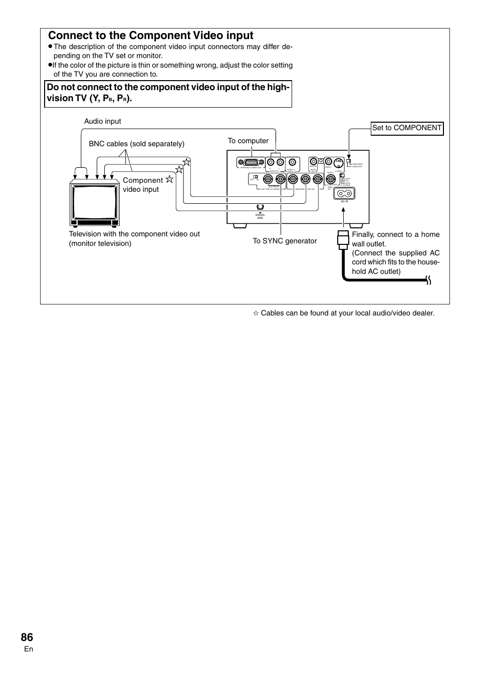 Connect to the component video input | Pioneer DVD-V7300D User Manual | Page 86 / 96