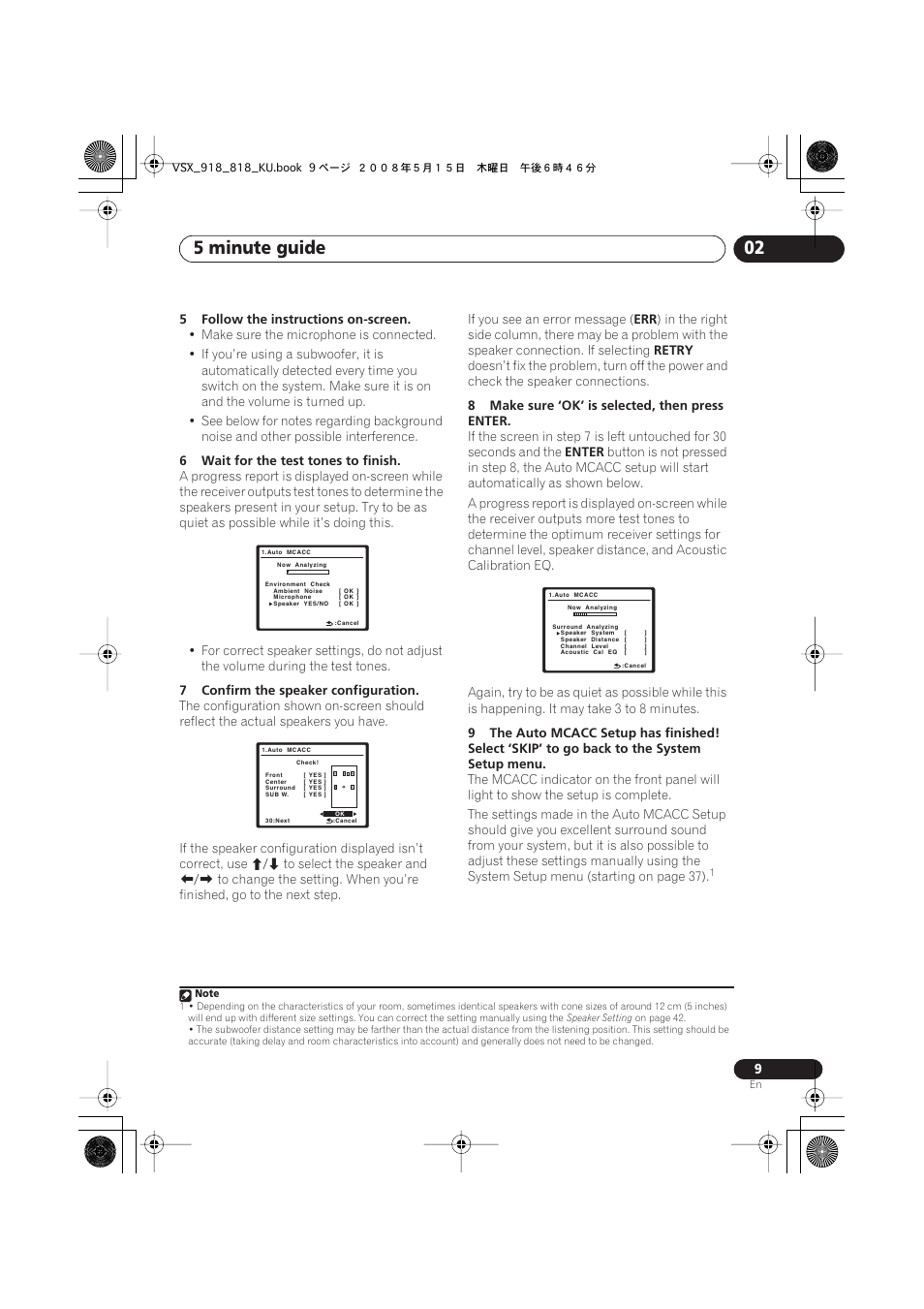 5 minute guide 02 | Pioneer VSX-818V User Manual | Page 9 / 76