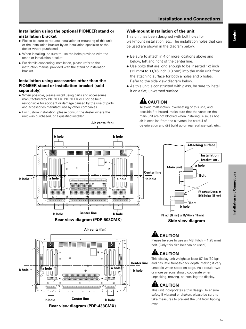 Installation and connections | Pioneer PDP 503CMX User Manual | Page 17 / 44