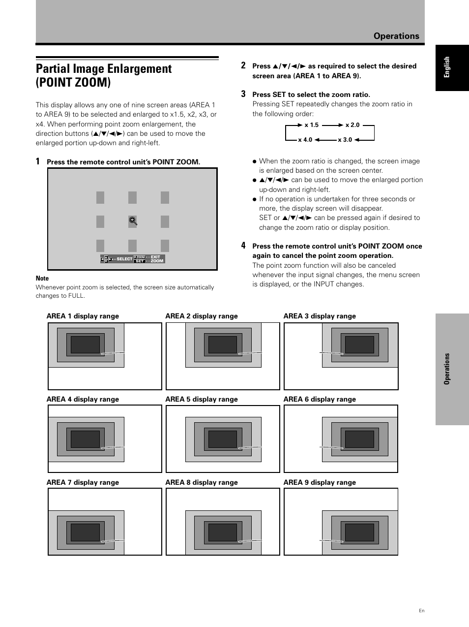 Partial image enlargement (point zoom), Operations | Pioneer PDP 503CMX User Manual | Page 29 / 44
