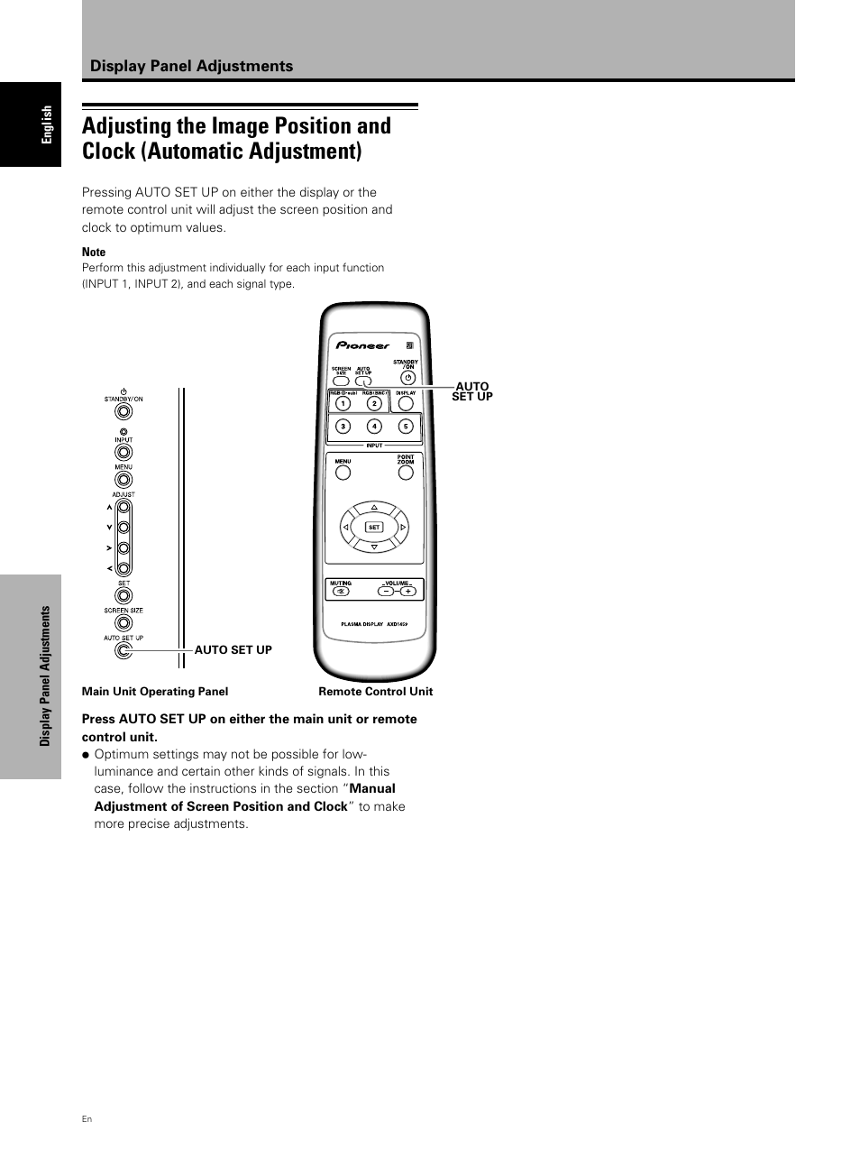 Adjusting the image position and clock, Automatic adjustment) | Pioneer PDP 503CMX User Manual | Page 32 / 44