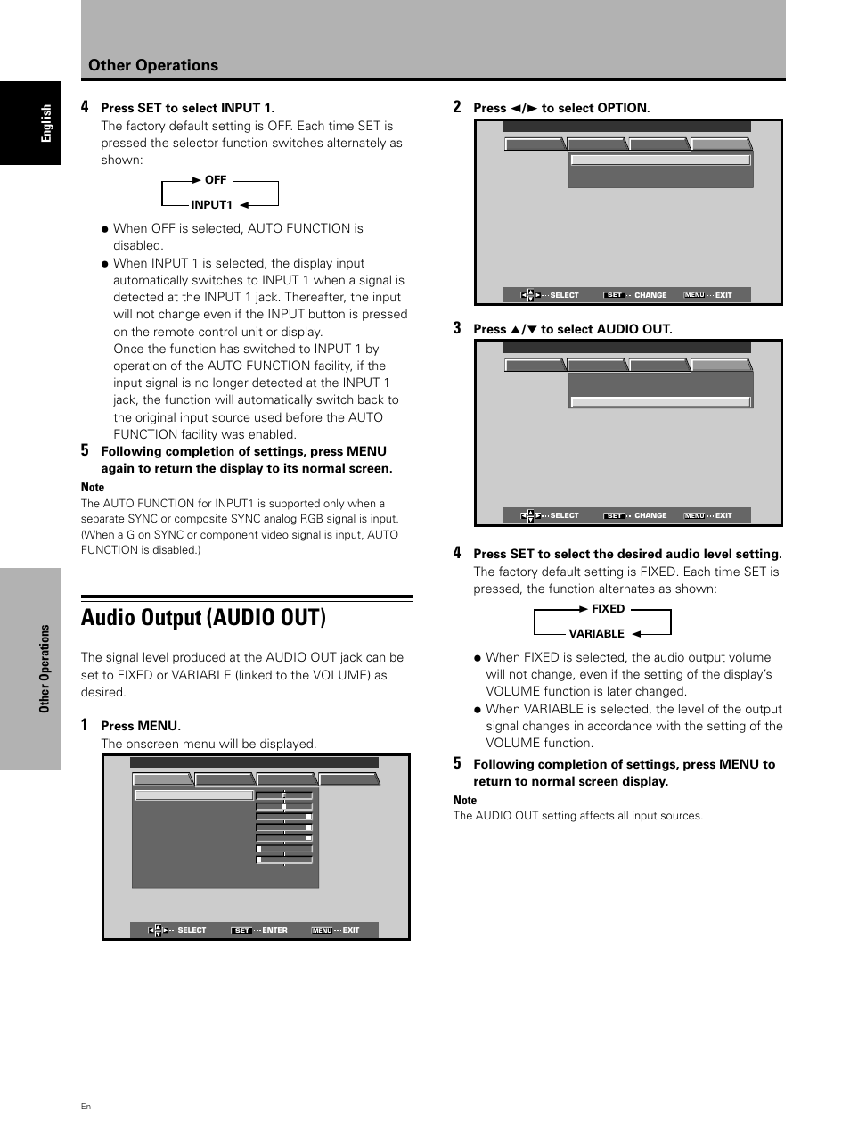 Audio output (audio out), Other operations | Pioneer PDP 503CMX User Manual | Page 36 / 44
