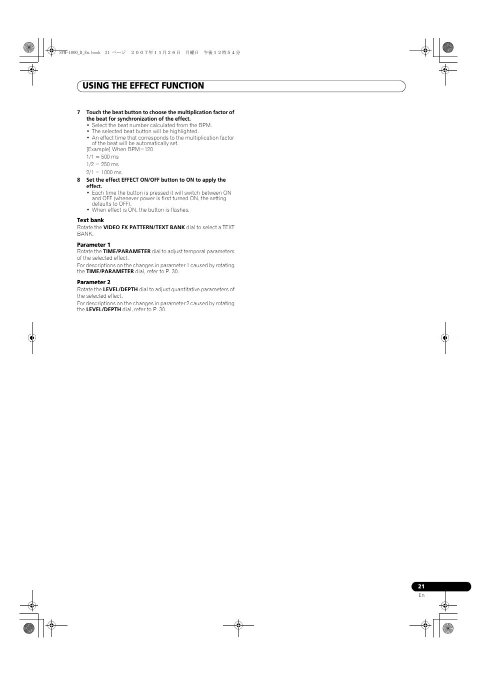 Using the effect function | Pioneer SVM-1000 User Manual | Page 21 / 48