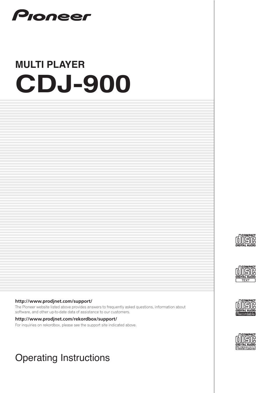 Pioneer CDJ-900 User Manual | 31 pages