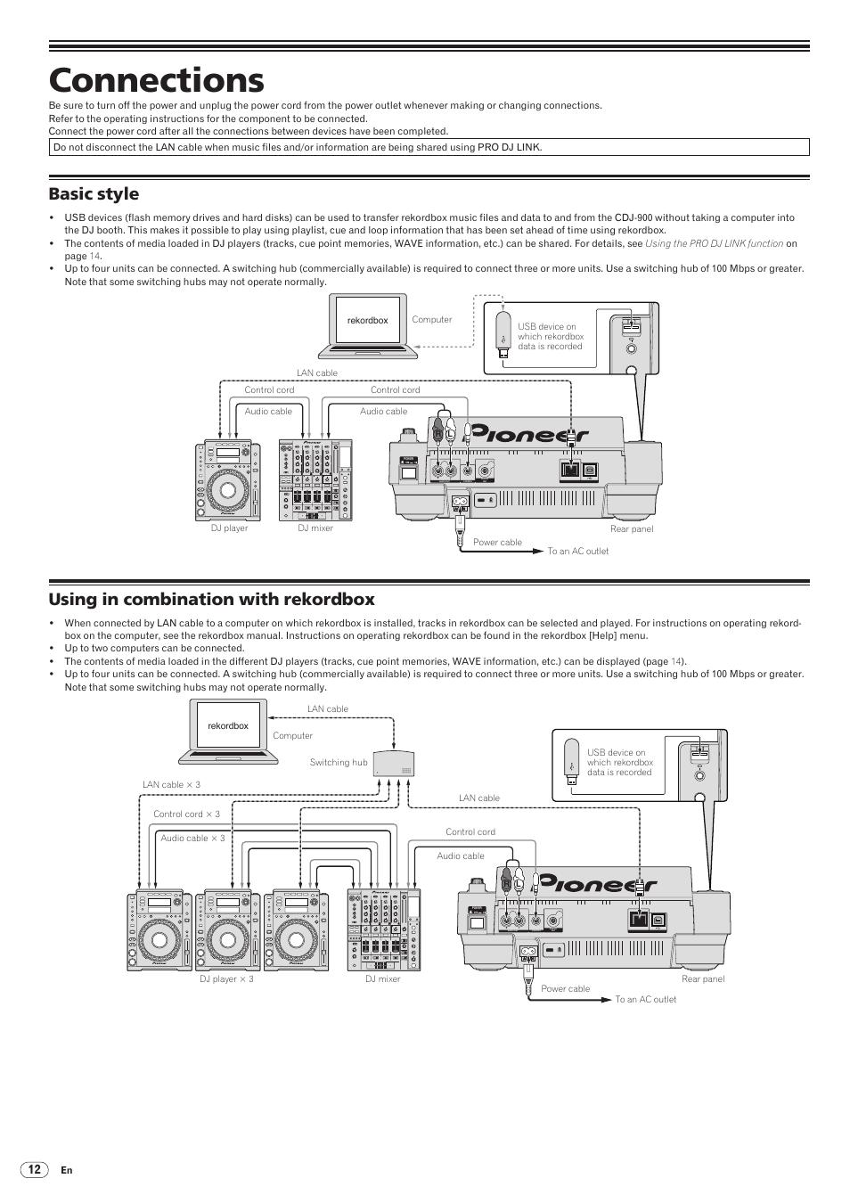 Basic style using in combination with rekordbox, Connections, Basic style | Using in combination with rekordbox, Drb1486-a | Pioneer CDJ-900 User Manual | Page 12 / 31
