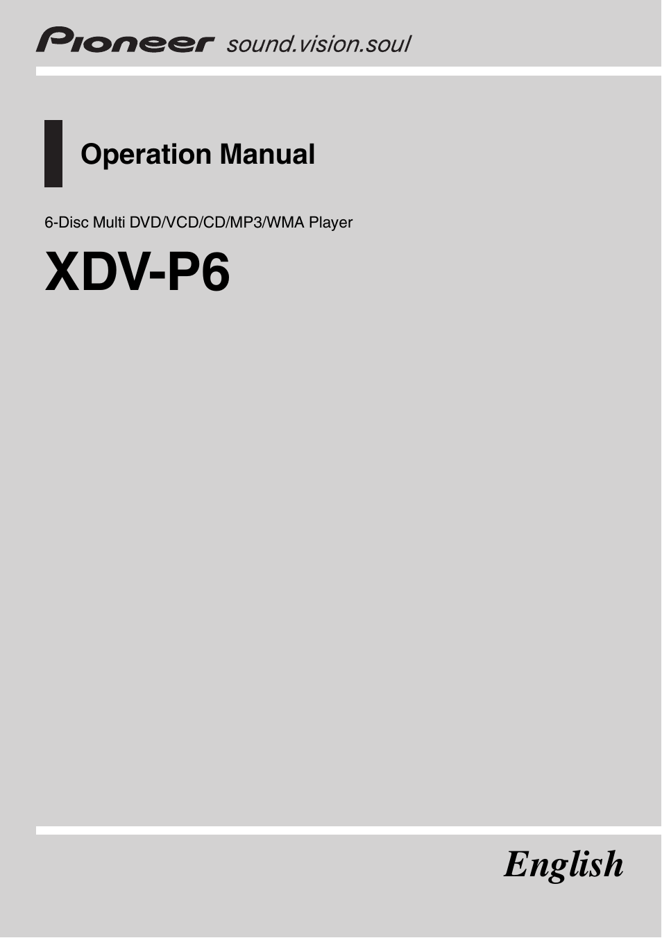 Pioneer XDV-P6 User Manual | 58 pages