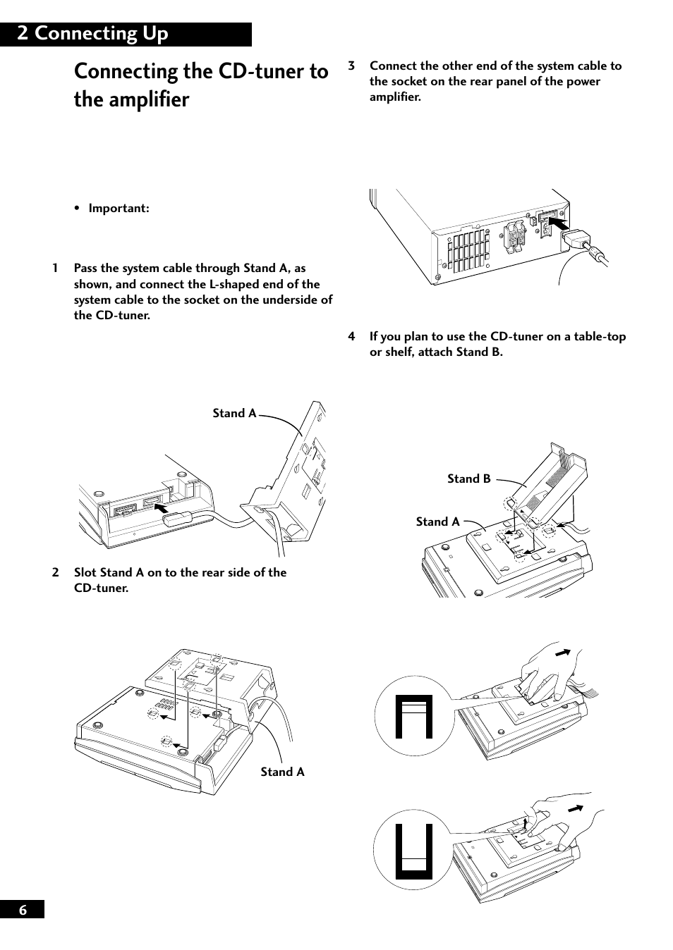 Connecting the cd-tuner to the amplifier, 2 connecting up | Pioneer M-F10 User Manual | Page 6 / 40