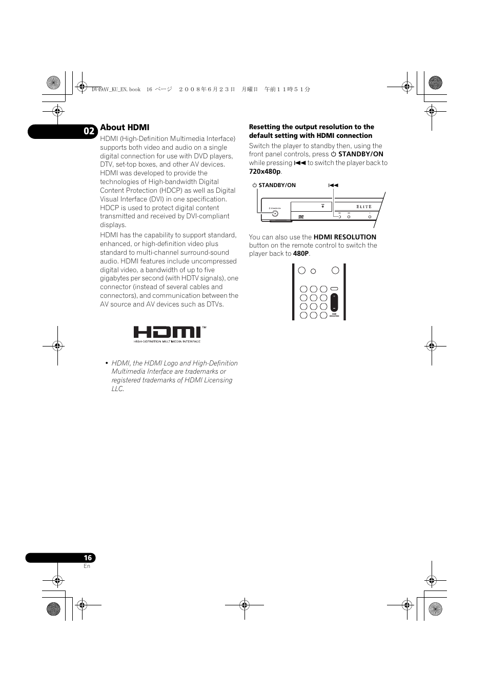 About hdmi | Pioneer ELITE DV-49AV User Manual | Page 16 / 63