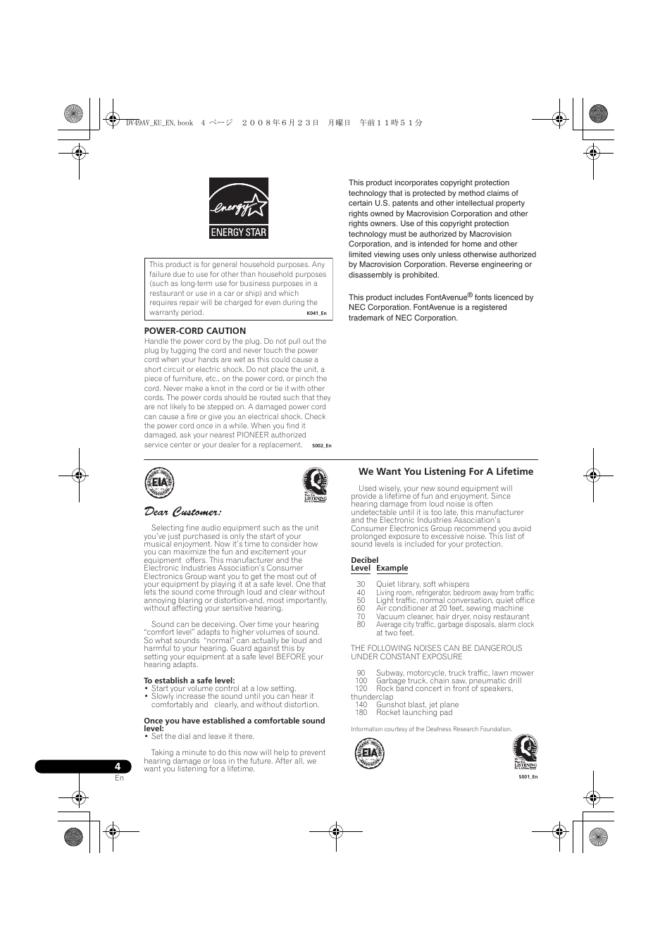 Pioneer ELITE DV-49AV User Manual | Page 4 / 63