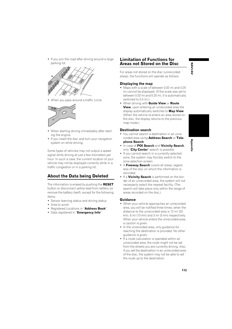 The disc 113, About the data being deleted | Pioneer DOUBLE-DIN DVD NAVIGATION SYSTEM AVIC-D2 User Manual | Page 115 / 134