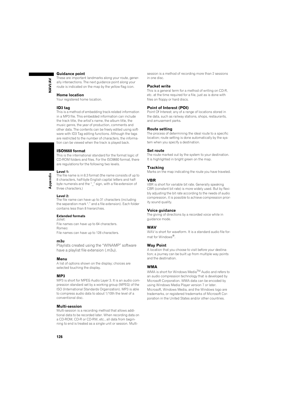 Pioneer DOUBLE-DIN DVD NAVIGATION SYSTEM AVIC-D2 User Manual | Page 128 / 134