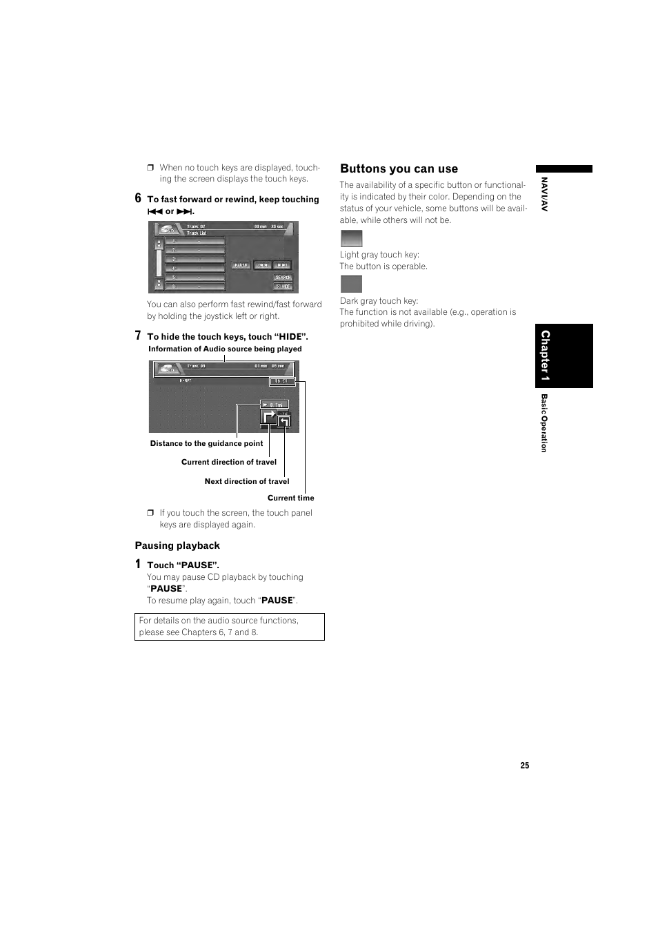 Buttons you can use 25, Buttons you can use | Pioneer DOUBLE-DIN DVD NAVIGATION SYSTEM AVIC-D2 User Manual | Page 27 / 134