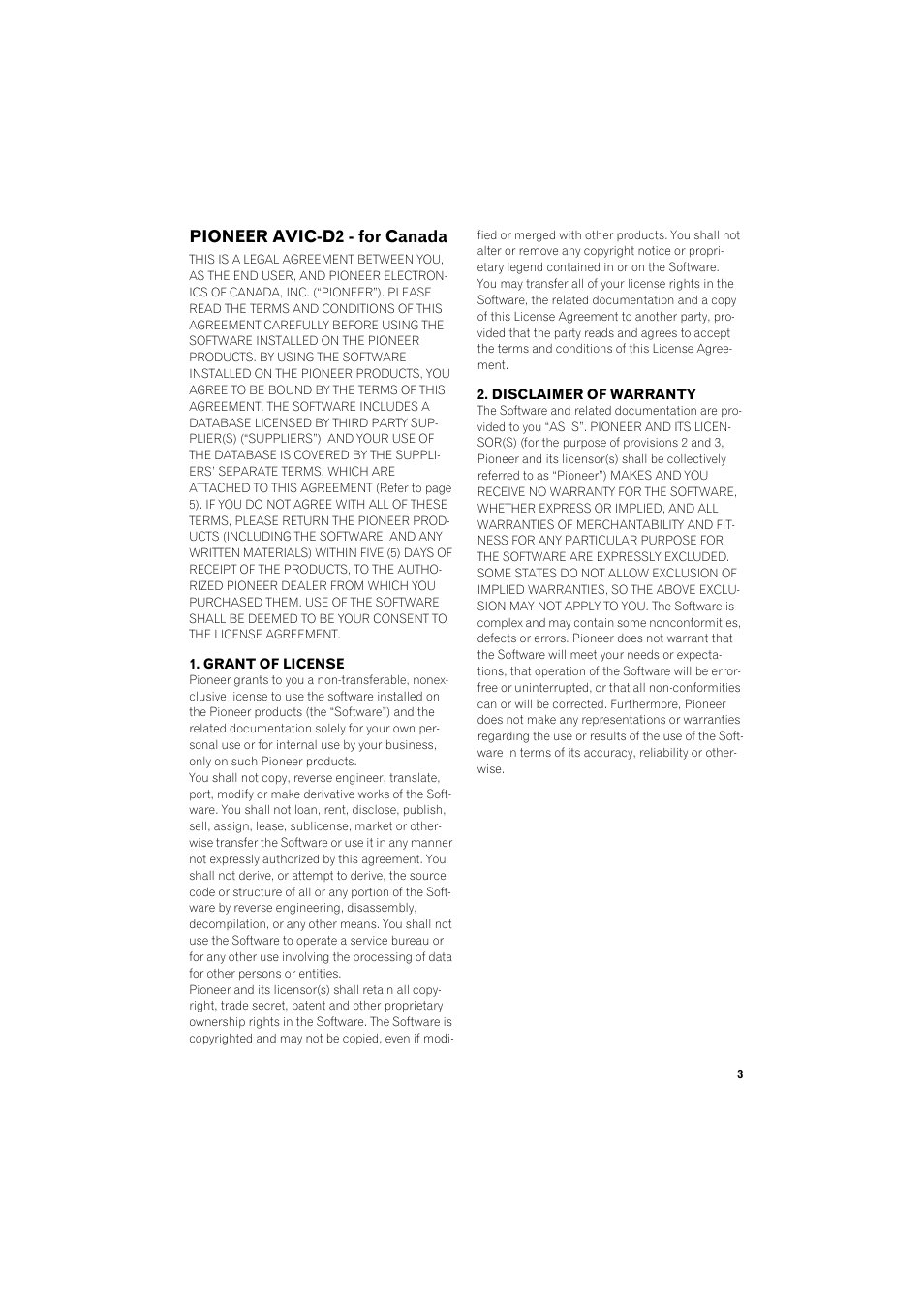 Pioneer avic-d2 - for canada | Pioneer DOUBLE-DIN DVD NAVIGATION SYSTEM AVIC-D2 User Manual | Page 5 / 134