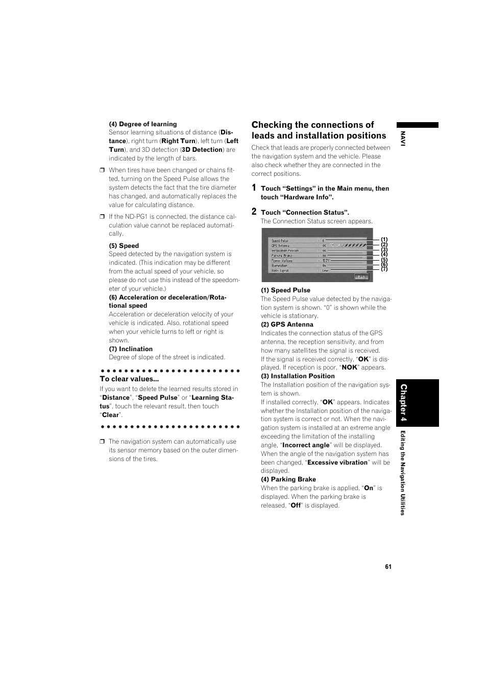 Checking the connections of leads and installa, Tion positions 61 | Pioneer DOUBLE-DIN DVD NAVIGATION SYSTEM AVIC-D2 User Manual | Page 63 / 134