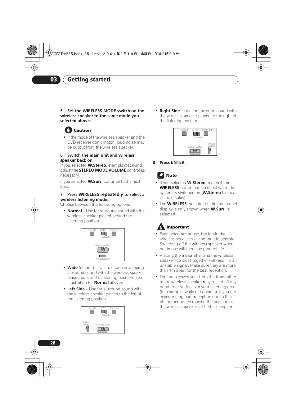 Getting started 03 | Pioneer S-DV525 User Manual | Page 28 / 84