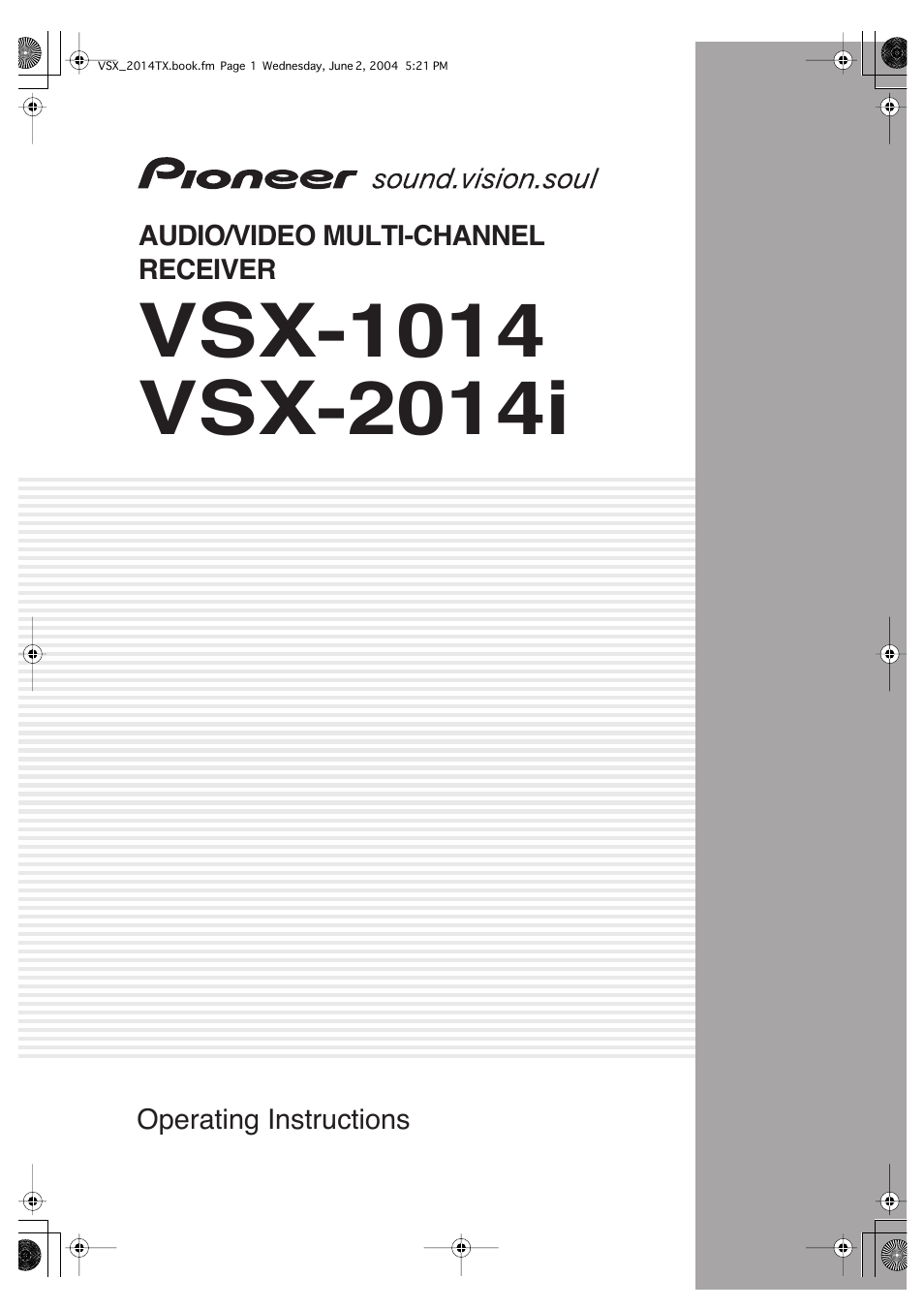 Pioneer VSX-2014i User Manual | 84 pages