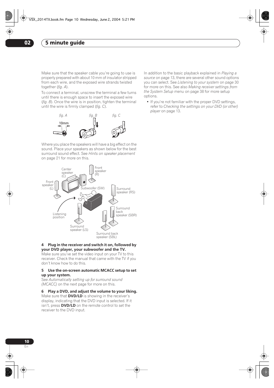 5 minute guide 02 | Pioneer VSX-2014i User Manual | Page 10 / 84