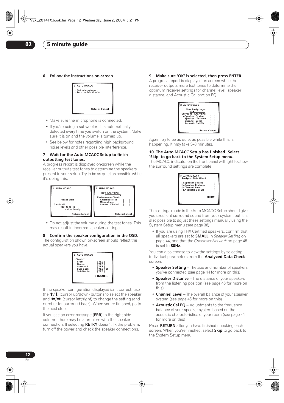 5 minute guide 02 | Pioneer VSX-2014i User Manual | Page 12 / 84