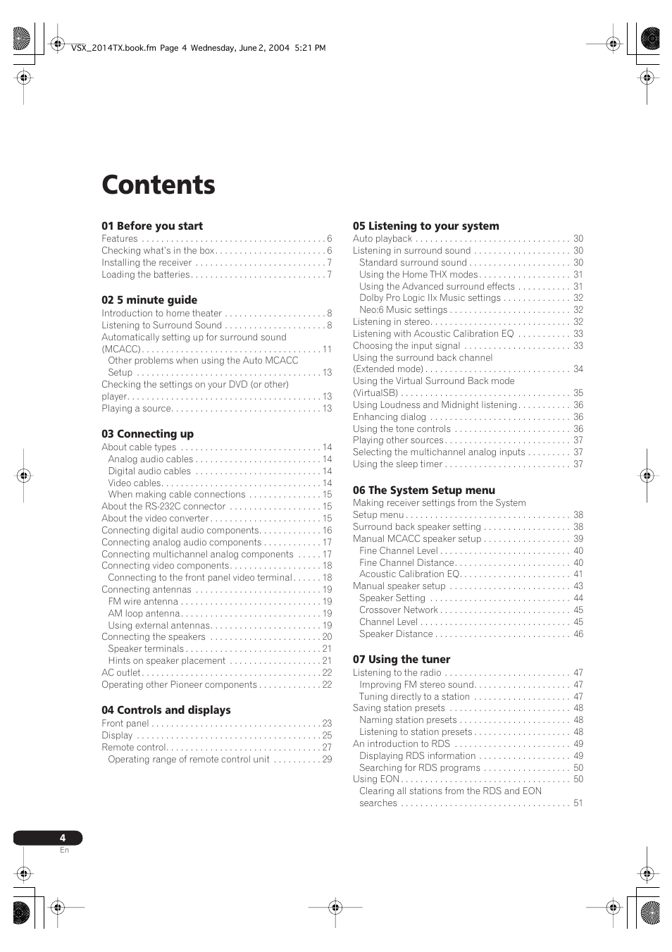 Pioneer VSX-2014i User Manual | Page 4 / 84