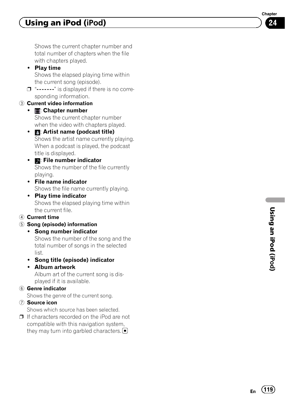 Using an ipod (ipod) | Pioneer SUPER TUNER 3 D AVIC-Z120BT User Manual | Page 119 / 228