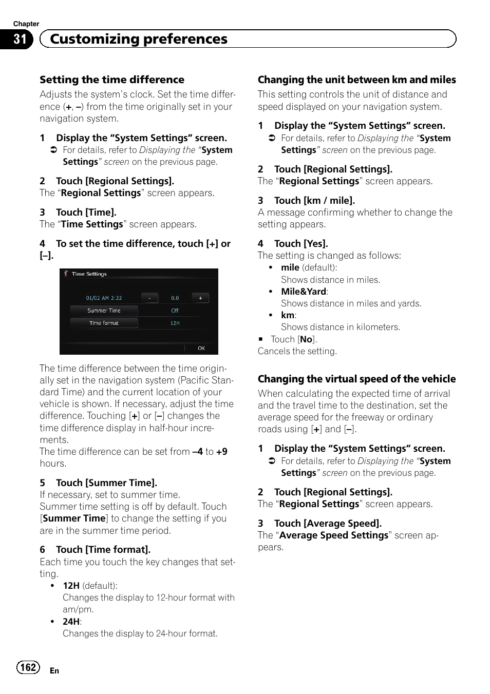 31 customizing preferences | Pioneer SUPER TUNER 3 D AVIC-Z120BT User Manual | Page 162 / 228
