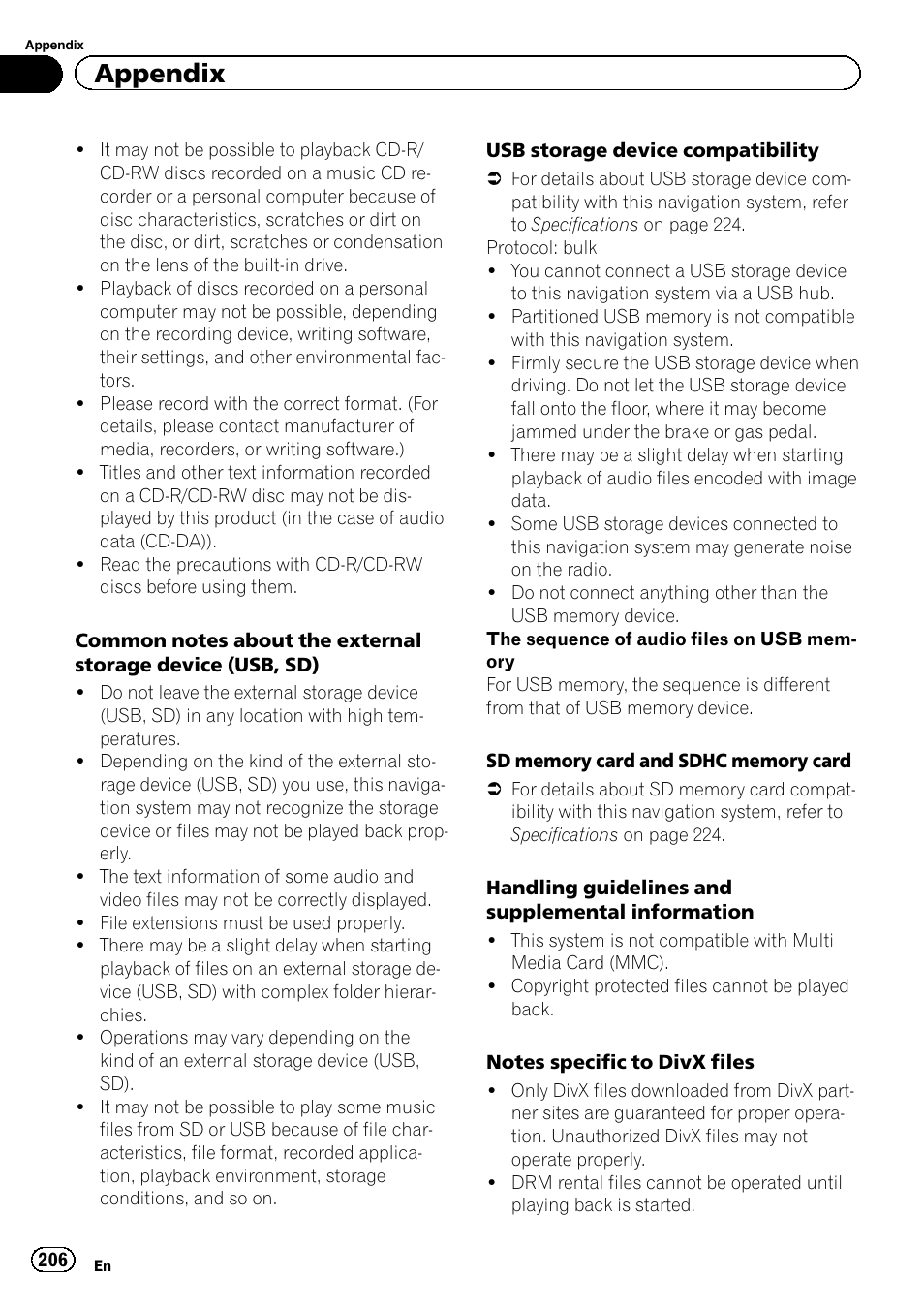 Appendix | Pioneer SUPER TUNER 3 D AVIC-Z120BT User Manual | Page 206 / 228