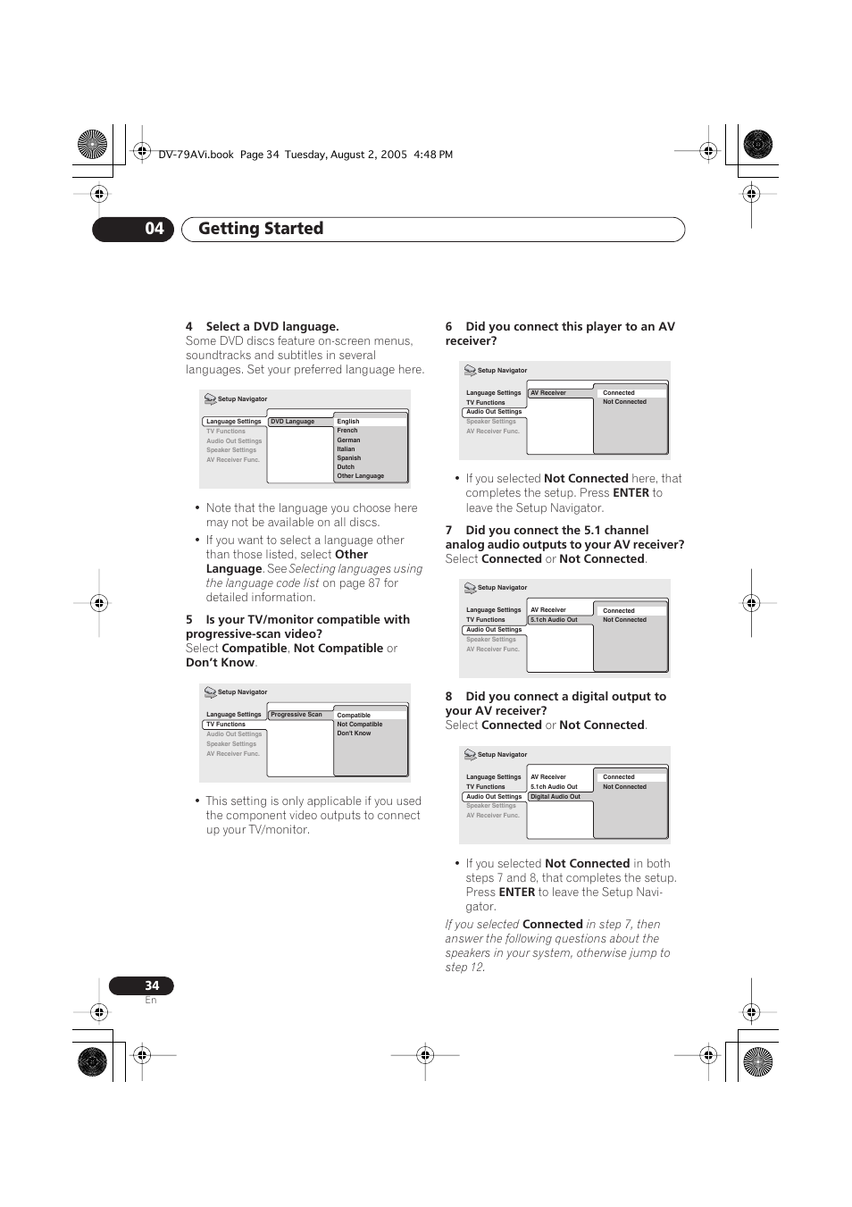 Getting started 04 | Pioneer DV-79AVi User Manual | Page 34 / 99