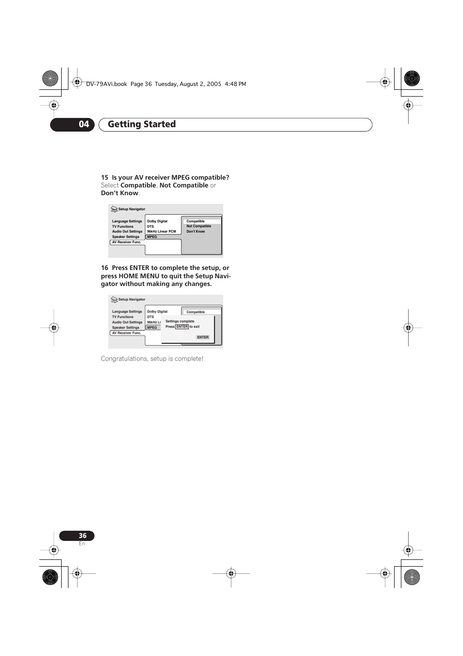 Getting started 04 | Pioneer DV-79AVi User Manual | Page 36 / 99